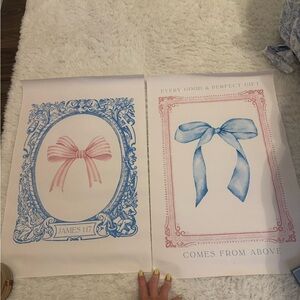 Decorative Art Prints with Pink and Blue Bows